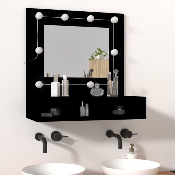Mueble con espejo y LED negro 60x31,5x62 cm Mueble con espejo y LED negro 60x31,5x62 cm