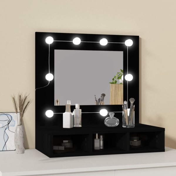 Mueble con espejo y LED negro 60x31,5x62 cm Mueble con espejo y LED negro 60x31,5x62 cm