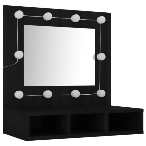 Mueble con espejo y LED negro 60x31,5x62 cm Mueble con espejo y LED negro 60x31,5x62 cm