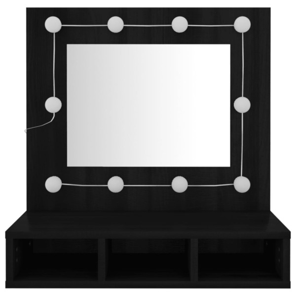 Mueble con espejo y LED negro 60x31,5x62 cm Mueble con espejo y LED negro 60x31,5x62 cm