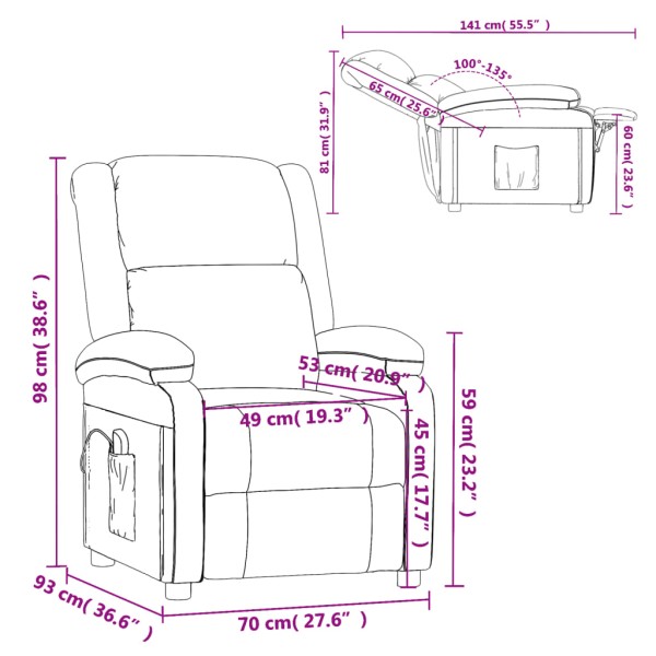 Sillón de masaje de cuero sintético gris antracita Sillón de masaje de cuero sintético gris antracita