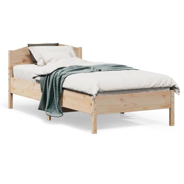 Estructura de cama con cabecero madera maciza pino 90x190 cm Estructura de cama con cabecero madera maciza pino 90x190 cm
