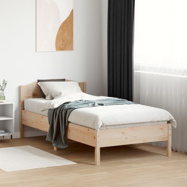 Estructura de cama con cabecero madera maciza pino 90x190 cm Estructura de cama con cabecero madera maciza pino 90x190 cm