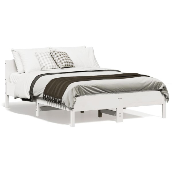 Estructura de cama con cabecero madera pino blanco 140x190 cm