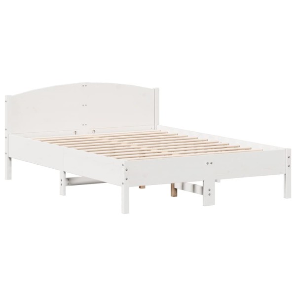 Estructura de cama con cabecero madera pino blanco 140x190 cm