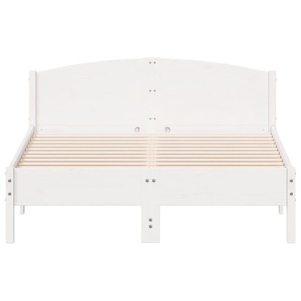 Estructura de cama con cabecero madera pino blanco 140x190 cm