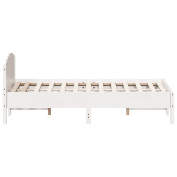 Estructura de cama con cabecero madera pino blanco 140x190 cm