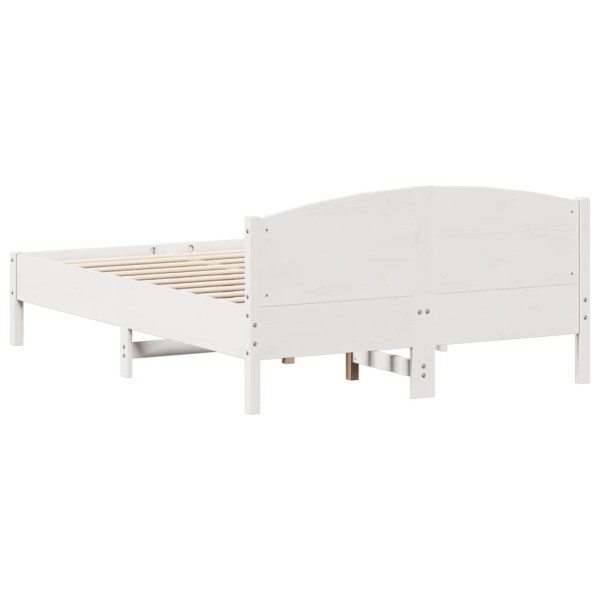 Estructura de cama con cabecero madera pino blanco 140x190 cm