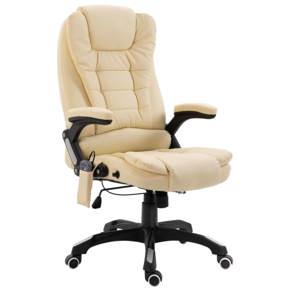 Silla de oficina de masaje de cuero sintético color crema Silla de oficina de masaje de cuero sintético color crema