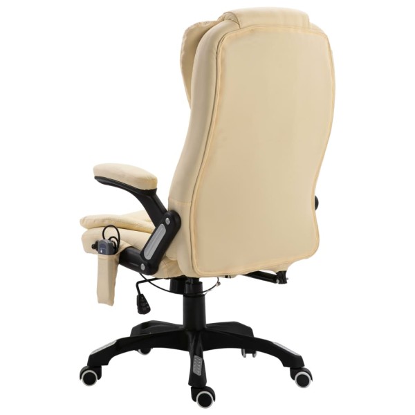 Silla de oficina de masaje de cuero sintético color crema Silla de oficina de masaje de cuero sintético color crema