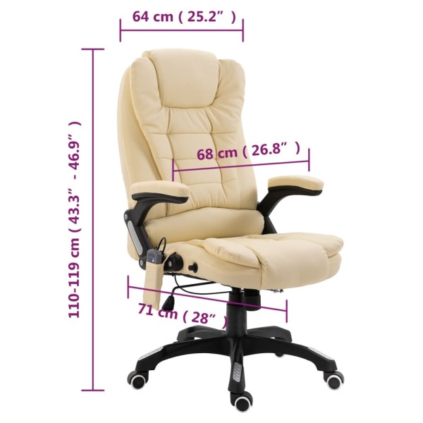 Silla de oficina de masaje de cuero sintético color crema Silla de oficina de masaje de cuero sintético color crema