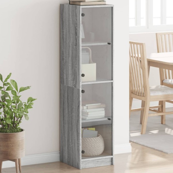 Aparador con puertas de vidrio gris Sonoma 35x37x142 cm Aparador con puertas de vidrio gris Sonoma 35x37x142 cm