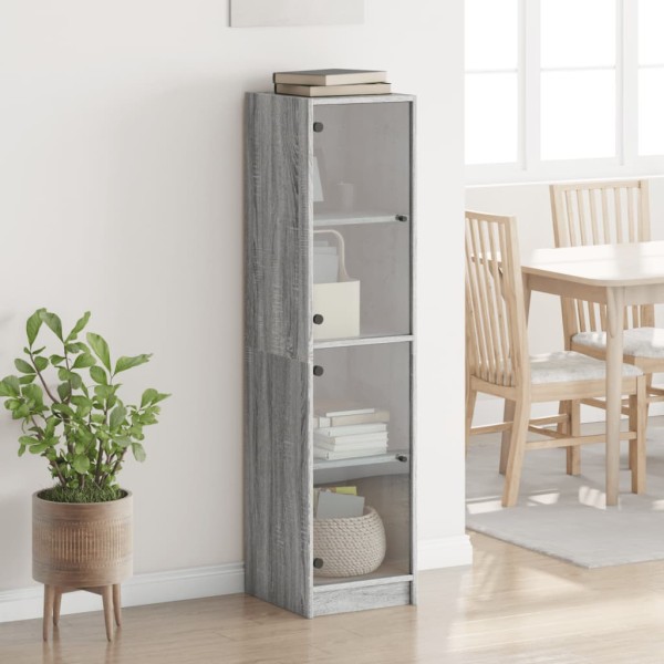 Aparador con puertas de vidrio gris Sonoma 35x37x142 cm Aparador con puertas de vidrio gris Sonoma 35x37x142 cm