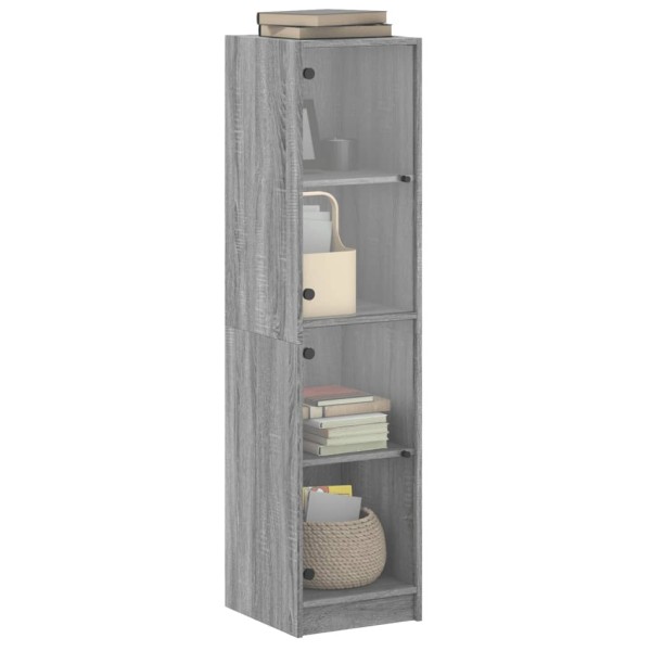 Aparador con puertas de vidrio gris Sonoma 35x37x142 cm Aparador con puertas de vidrio gris Sonoma 35x37x142 cm