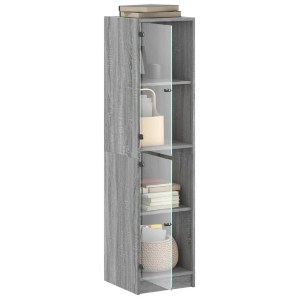 Aparador con puertas de vidrio gris Sonoma 35x37x142 cm Aparador con puertas de vidrio gris Sonoma 35x37x142 cm