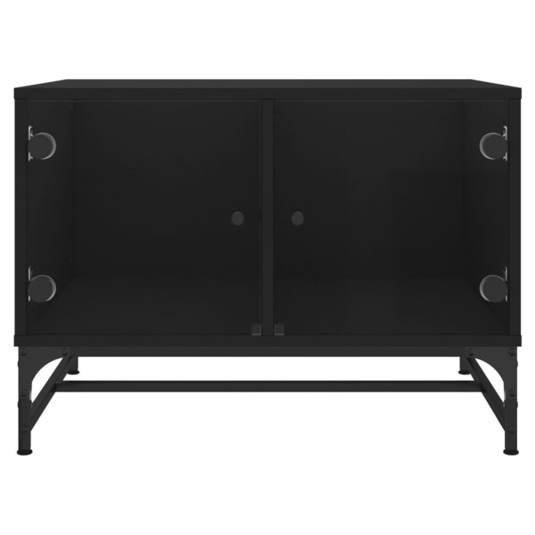 Mesa de centro con puertas de vidrio negra 68,5x50x50 cm Mesa de centro con puertas de vidrio negra 68,5x50x50 cm