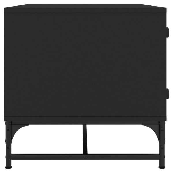 Mesa de centro con puertas de vidrio negra 68,5x50x50 cm Mesa de centro con puertas de vidrio negra 68,5x50x50 cm