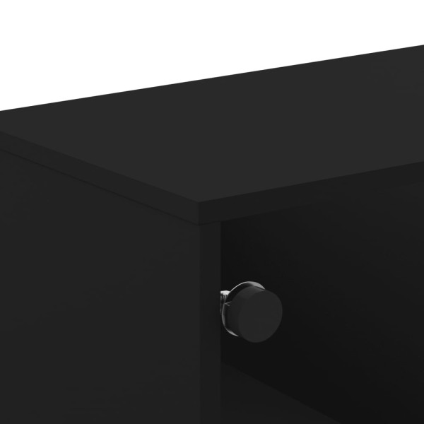 Mesa de centro con puertas de vidrio negra 68,5x50x50 cm Mesa de centro con puertas de vidrio negra 68,5x50x50 cm