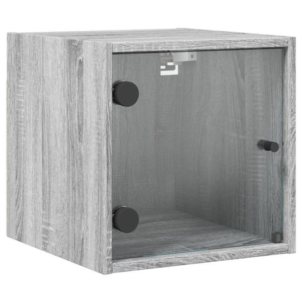 Mesita de noche con puerta de vidrio gris Sonoma 35x37x35 cm Mesita de noche con puerta de vidrio gris Sonoma 35x37x35 cm
