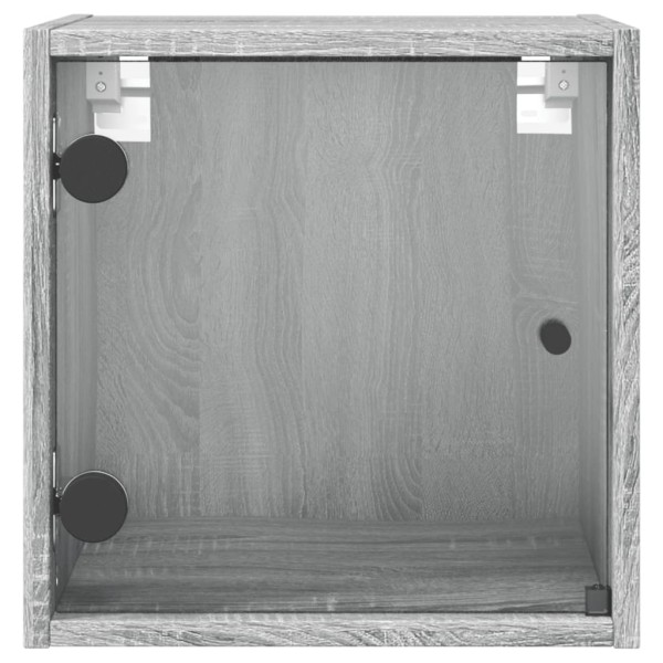 Mesita de noche con puerta de vidrio gris Sonoma 35x37x35 cm Mesita de noche con puerta de vidrio gris Sonoma 35x37x35 cm