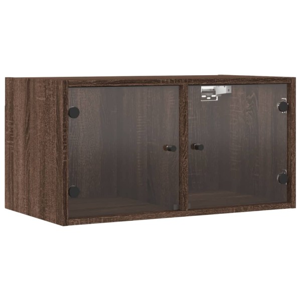 Mueble de pared puertas de vidrio marrón roble 68,5x37x35 cm Mueble de pared puertas de vidrio marrón roble 68,5x37x35 cm