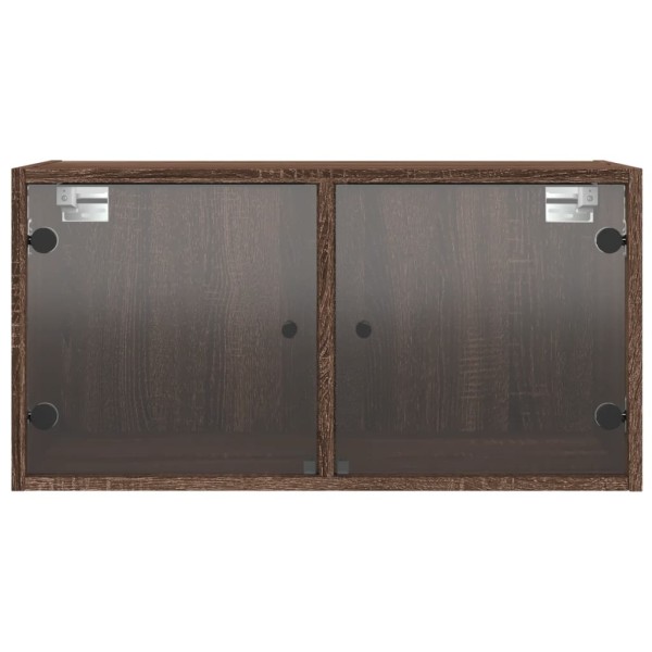 Mueble de pared puertas de vidrio marrón roble 68,5x37x35 cm Mueble de pared puertas de vidrio marrón roble 68,5x37x35 cm