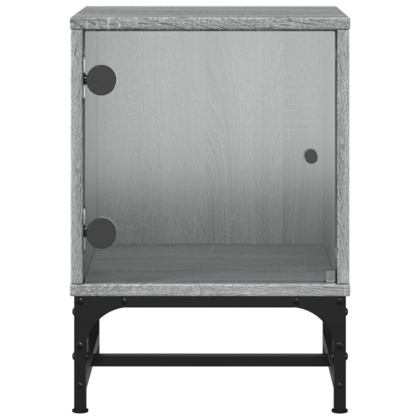 Mesita de noche con puerta de vidrio gris Sonoma 35x37x50 cm Mesita de noche con puerta de vidrio gris Sonoma 35x37x50 cm
