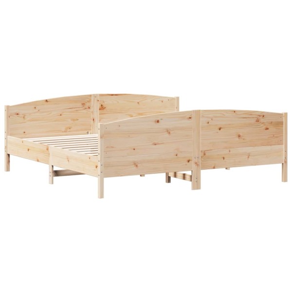 Estructura de cama con cabecero madera maciza de pino 200x200cm Estructura de cama con cabecero madera maciza de pino 200x200cm