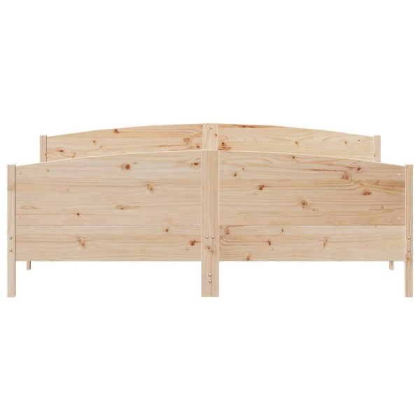 Estructura de cama con cabecero madera maciza de pino 200x200cm Estructura de cama con cabecero madera maciza de pino 200x200cm