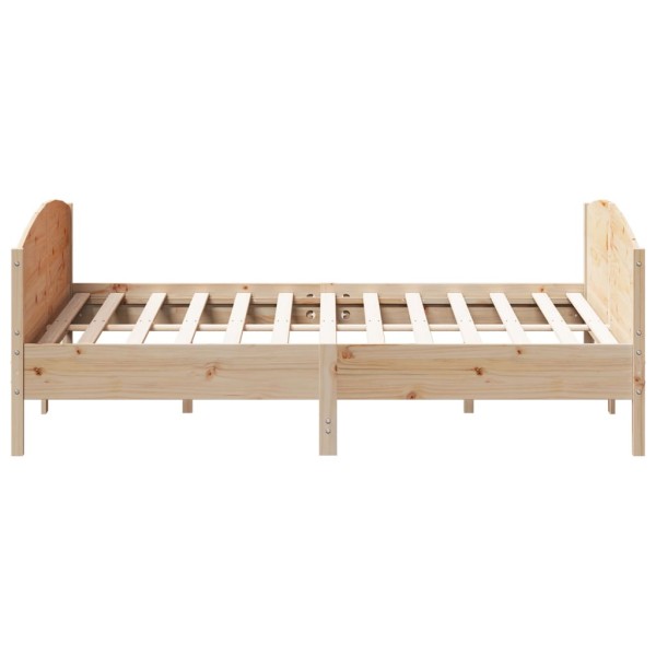 Estructura de cama con cabecero madera maciza de pino 200x200cm Estructura de cama con cabecero madera maciza de pino 200x200cm
