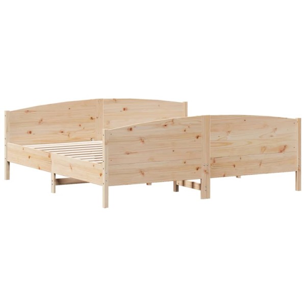 Estructura de cama con cabecero madera maciza de pino 200x200cm Estructura de cama con cabecero madera maciza de pino 200x200cm