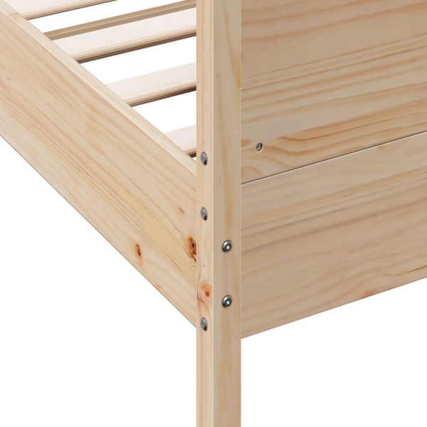 Estructura de cama con cabecero madera maciza de pino 200x200cm Estructura de cama con cabecero madera maciza de pino 200x200cm