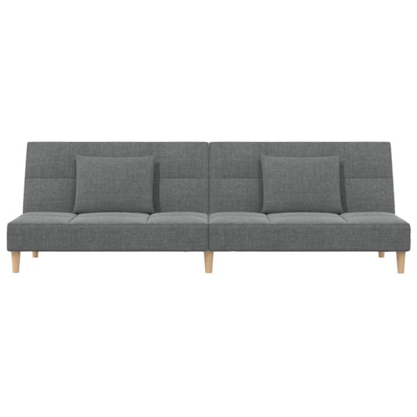 Sofá cama de 2 plazas con dos almohadas tela gris oscuro Sofá cama de 2 plazas con dos almohadas tela gris oscuro
