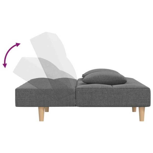 Sofá cama de 2 plazas con dos almohadas tela gris oscuro Sofá cama de 2 plazas con dos almohadas tela gris oscuro