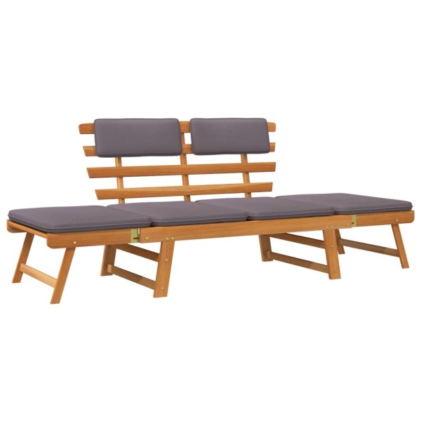 Sofá cama de jardín 2 en 1 con cojín madera maciza acacia 190cm Sofá cama de jardín 2 en 1 con cojín madera maciza acacia 190cm