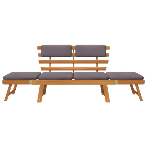 Sofá cama de jardín 2 en 1 con cojín madera maciza acacia 190cm Sofá cama de jardín 2 en 1 con cojín madera maciza acacia 190cm