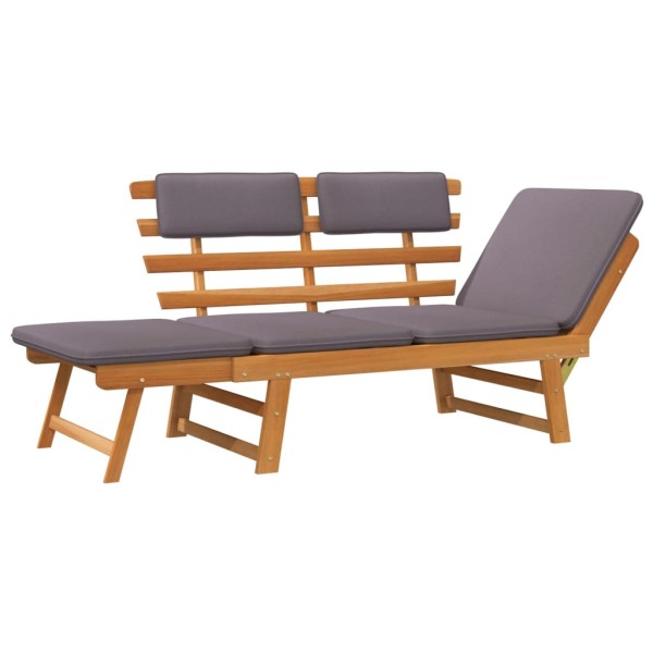 Sofá cama de jardín 2 en 1 con cojín madera maciza acacia 190cm Sofá cama de jardín 2 en 1 con cojín madera maciza acacia 190cm