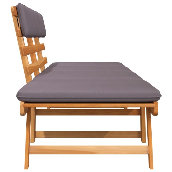 Sofá cama de jardín 2 en 1 con cojín madera maciza acacia 190cm Sofá cama de jardín 2 en 1 con cojín madera maciza acacia 190cm