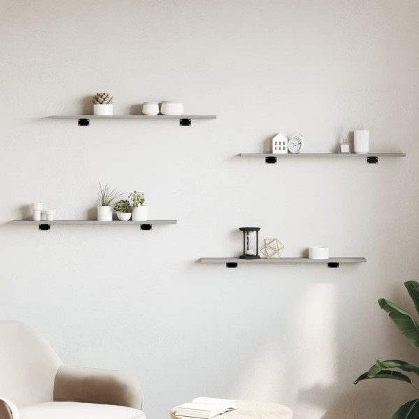 Estantes pared 4 uds madera ingeniería gris Sonoma 80x10x1,5 cm Estantes pared 4 uds madera ingeniería gris Sonoma 80x10x1,5 cm