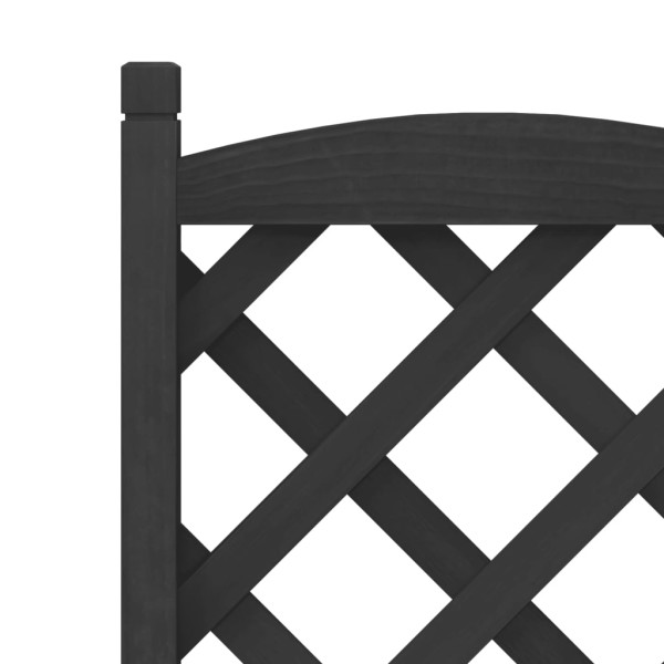 Jardinera con enrejado y ruedas madera maciza de abeto negro Jardinera con enrejado y ruedas madera maciza de abeto negro
