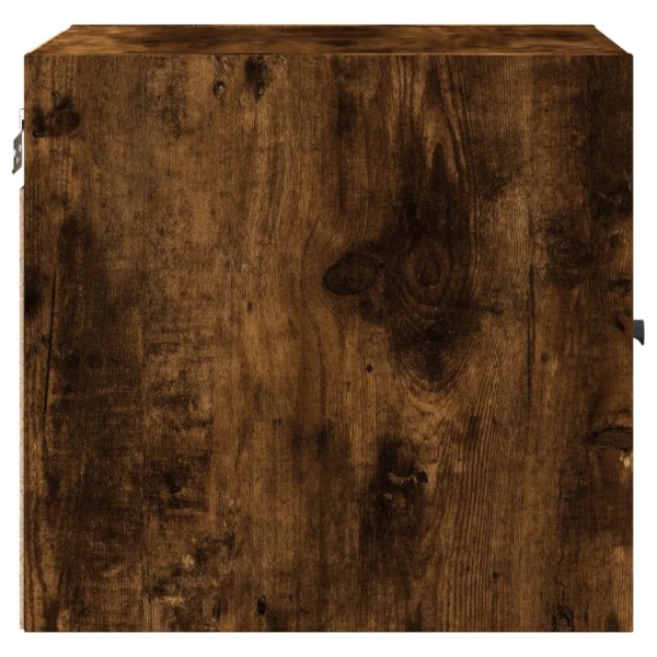Mesita de noche con puerta de vidrio roble ahumado 35x37x35 cm Mesita de noche con puerta de vidrio roble ahumado 35x37x35 cm