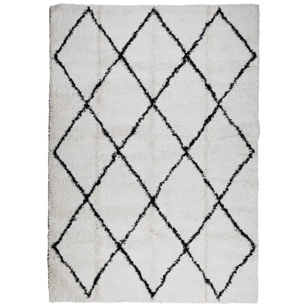 Alfombra de pelo largo moderna crema y negro 120x170 cm Alfombra de pelo largo moderna crema y negro 120x170 cm