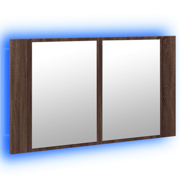 Armario espejo de baño LED acrílico marrón roble 80x12x45 cm Armario espejo de baño LED acrílico marrón roble 80x12x45 cm