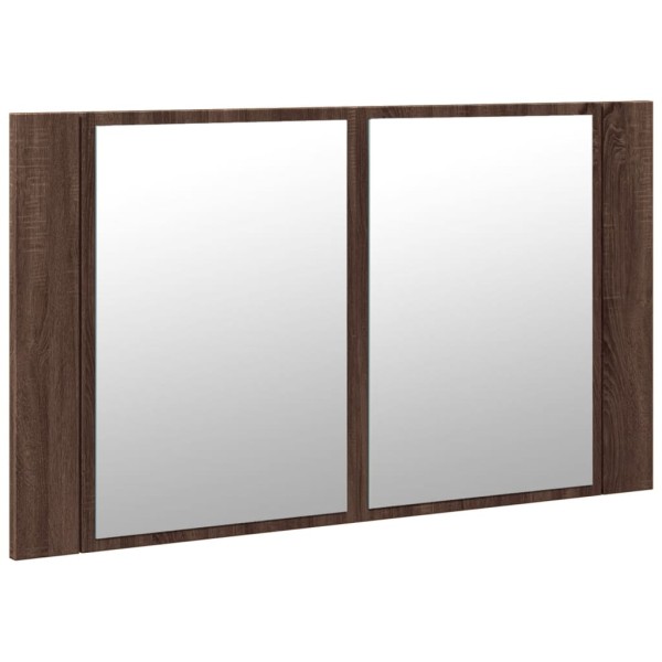 Armario espejo de baño LED acrílico marrón roble 80x12x45 cm Armario espejo de baño LED acrílico marrón roble 80x12x45 cm