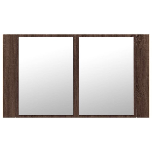 Armario espejo de baño LED acrílico marrón roble 80x12x45 cm Armario espejo de baño LED acrílico marrón roble 80x12x45 cm