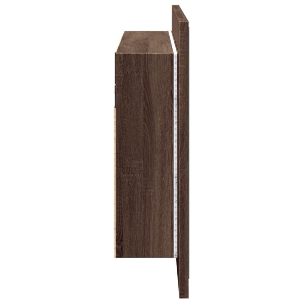 Armario espejo de baño LED acrílico marrón roble 80x12x45 cm Armario espejo de baño LED acrílico marrón roble 80x12x45 cm