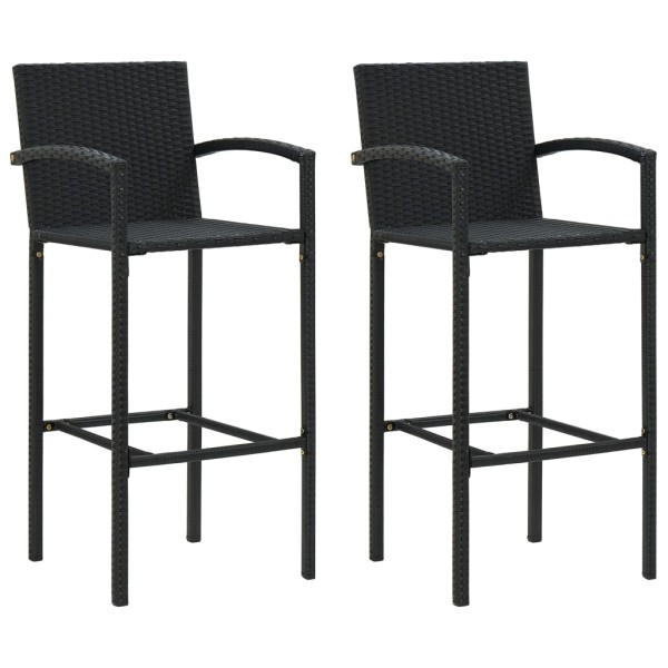 Muebles de bar jardín 3 pzas ratán sintético reposabrazos negro Muebles de bar jardín 3 pzas ratán sintético reposabrazos negro
