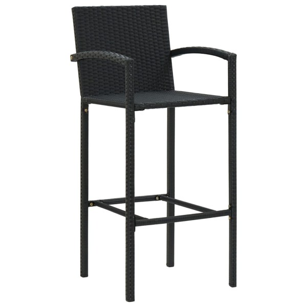 Muebles de bar jardín 3 pzas ratán sintético reposabrazos negro Muebles de bar jardín 3 pzas ratán sintético reposabrazos negro