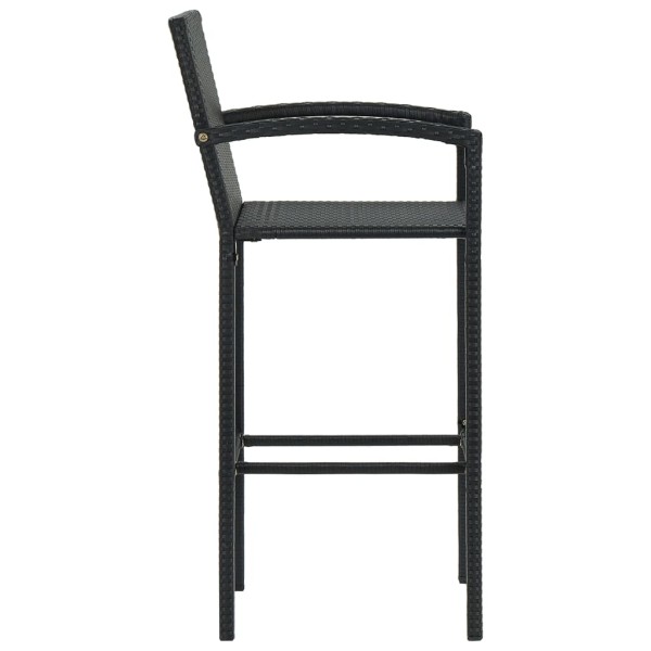 Muebles de bar jardín 3 pzas ratán sintético reposabrazos negro Muebles de bar jardín 3 pzas ratán sintético reposabrazos negro