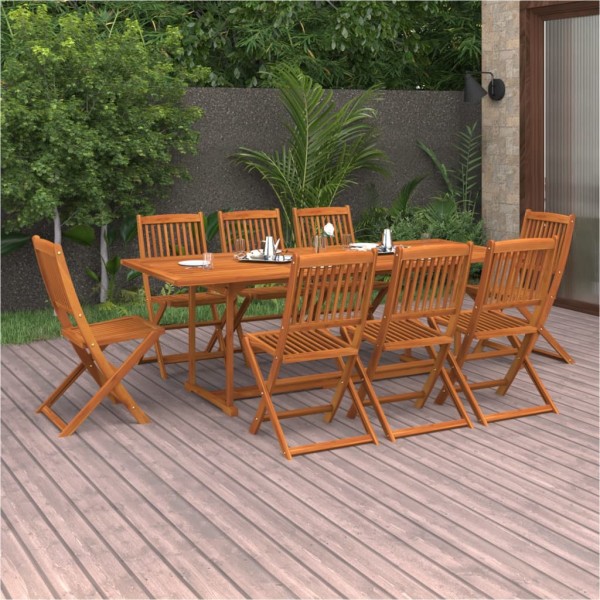 Set de comedor para jardín 9 piezas madera maciza de acacia Set de comedor para jardín 9 piezas madera maciza de acacia
